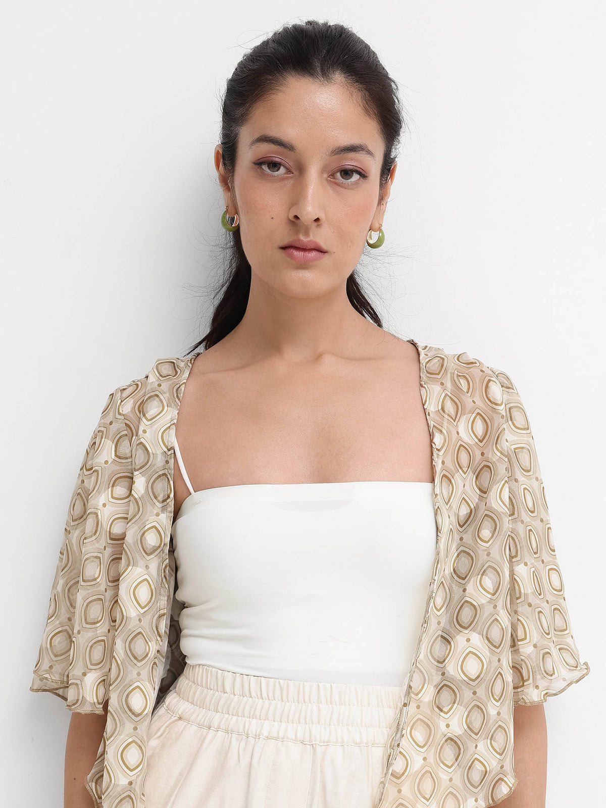 Women Crotone Printed Beige Shrug | JC78 - view 2