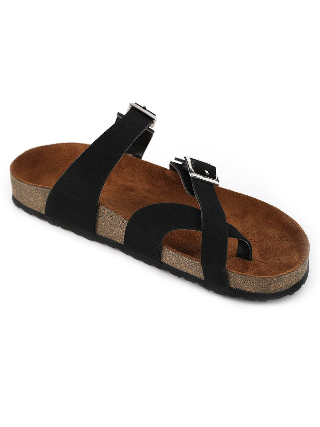 Women Black Solid One Toe Sandals | SD89 - view 2