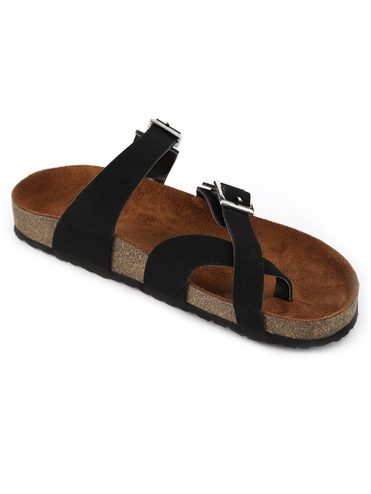 Women Black Solid One Toe Sandals | SD89 - view 2