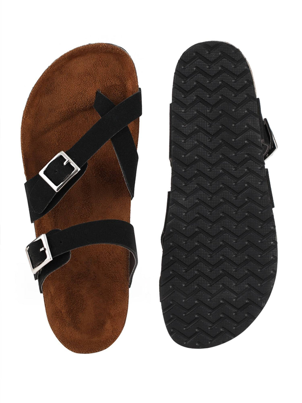 Women Black Solid One Toe Sandals | SD89 - view 6
