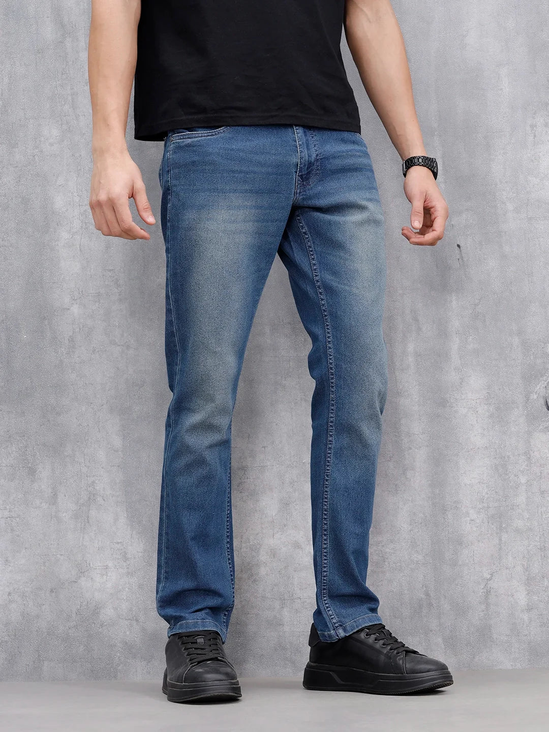 Men's Casual Straight Fit Jeans | Med Stone