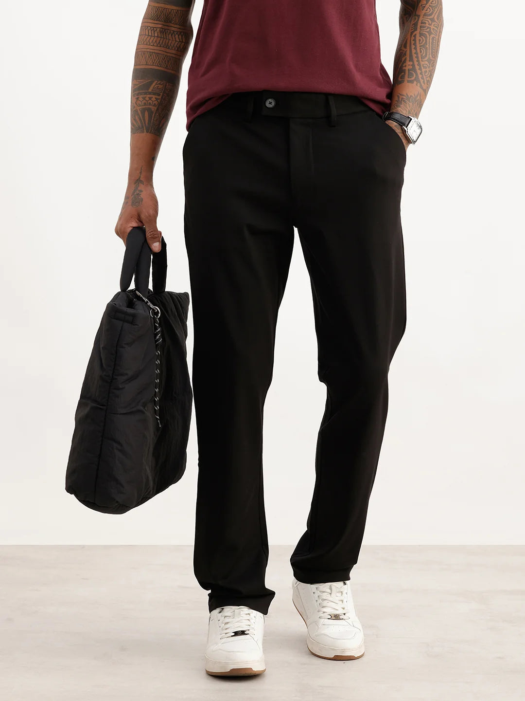 Classic Solid Slim Fit Trouser | Black