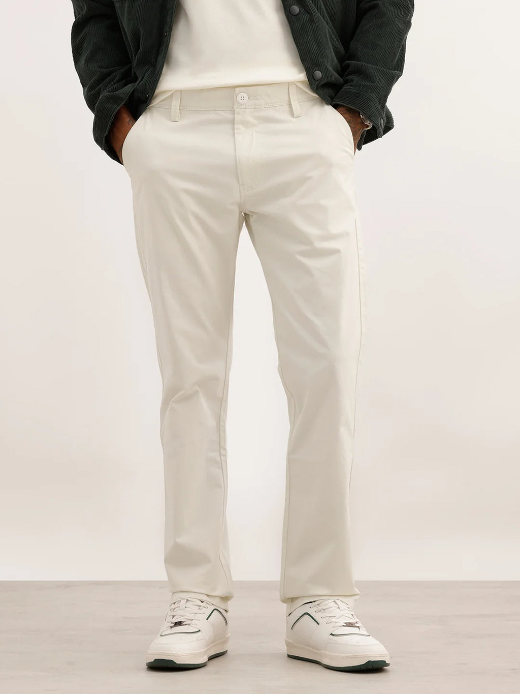 Classic Solid Straight Fit Trouser | White