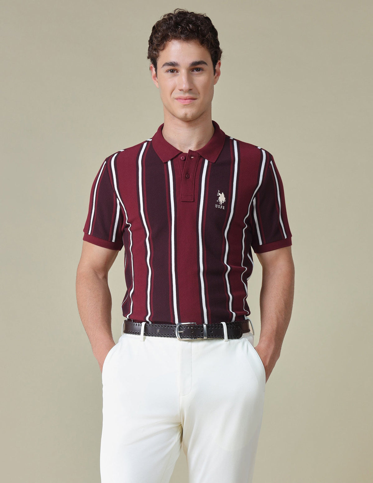 Vertical Striped Regular Fit Polo Shirt USP0
