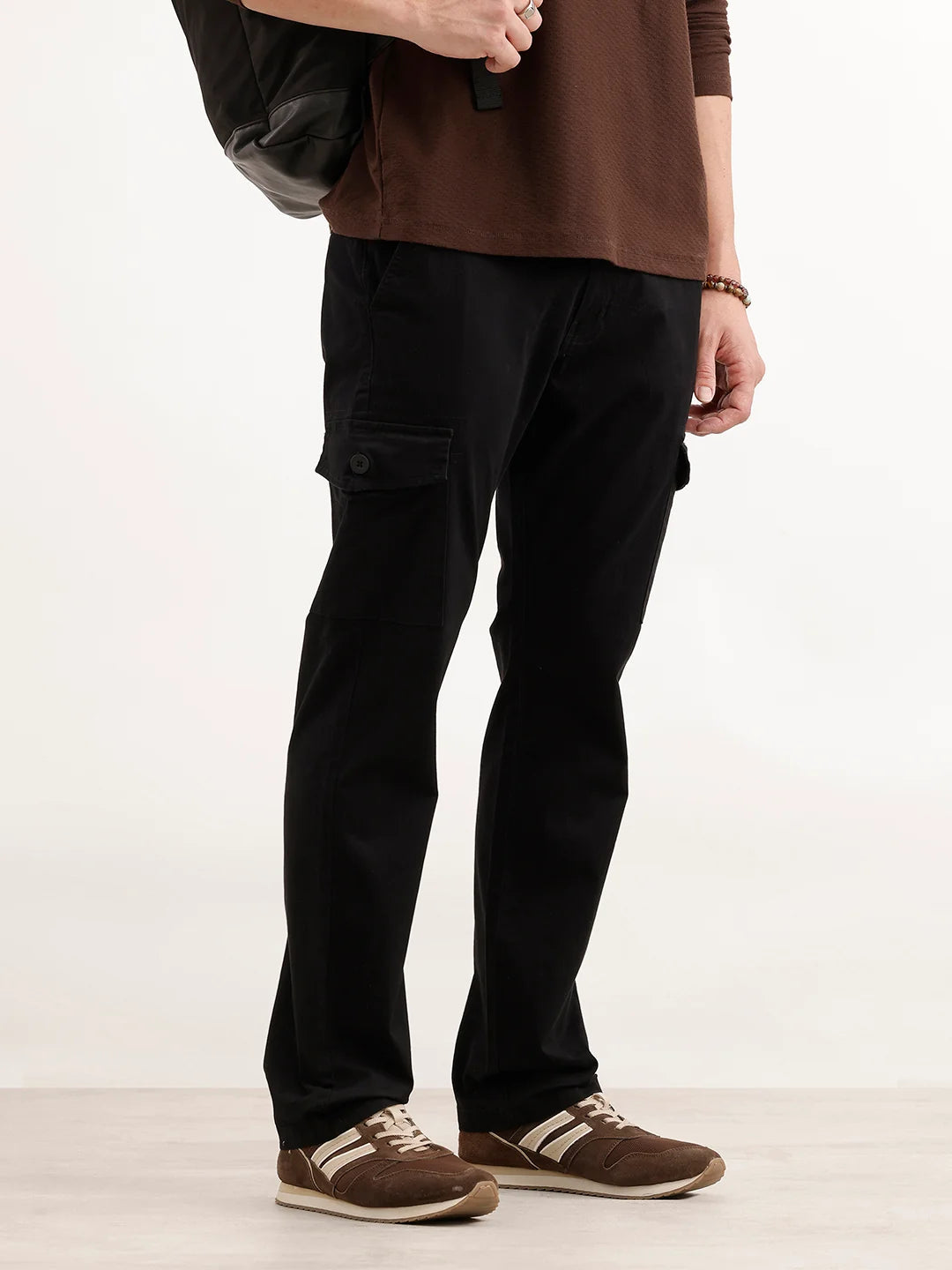 Straight Fit Mens Trouser | Black