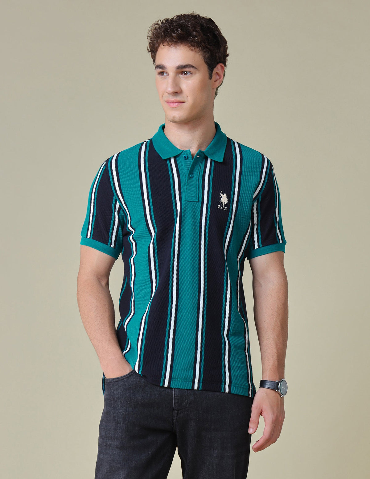 Vertical Striped Regular Fit Polo Shirt USP0