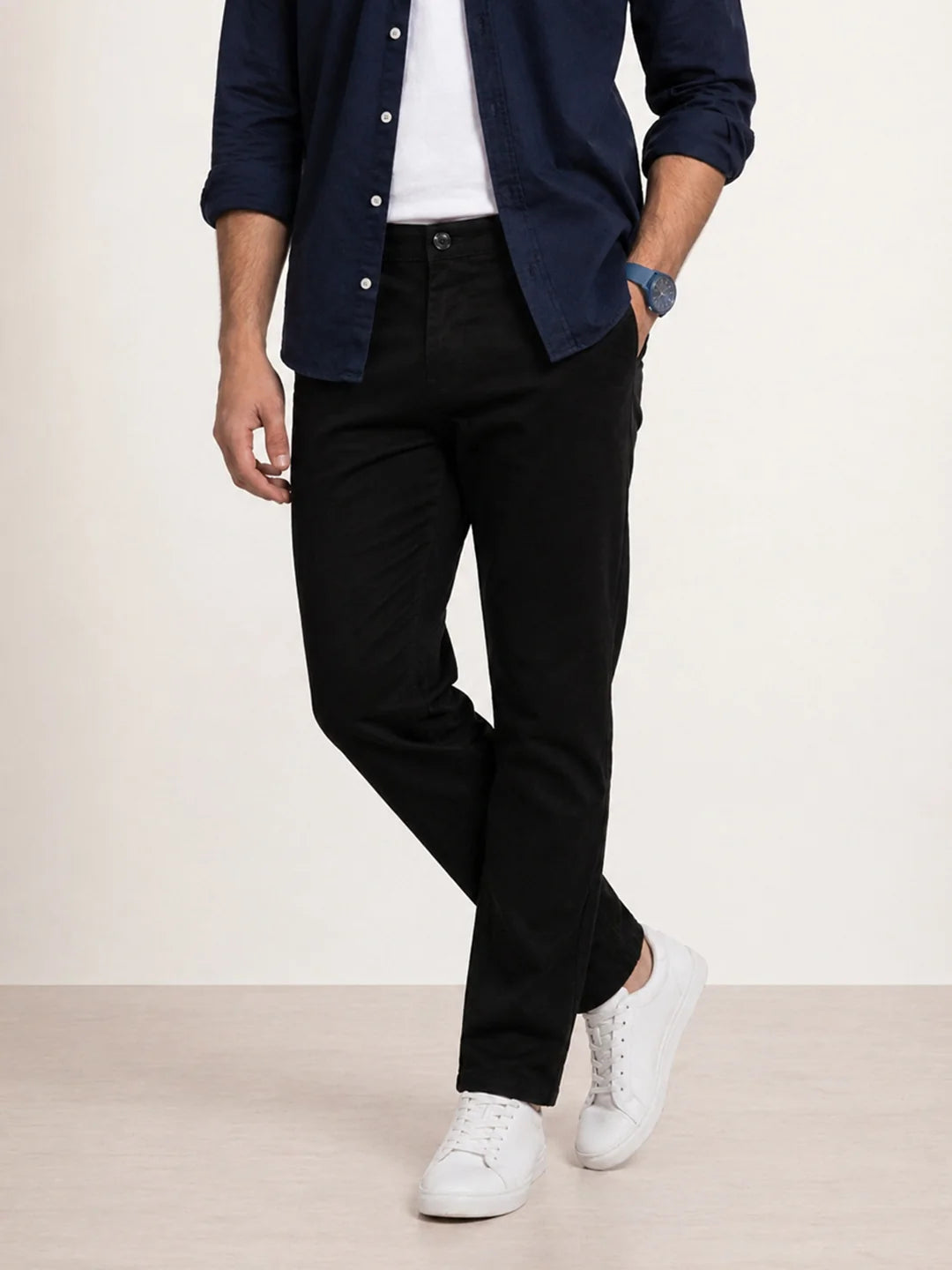 Solid Regular Fit Trouser | Black