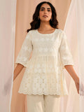 Libas Zoya Off White Embroidered Cotton A-Line Kurti P23