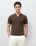 Self Design Vertical Striped Slim Fit Polo Shirt USP0