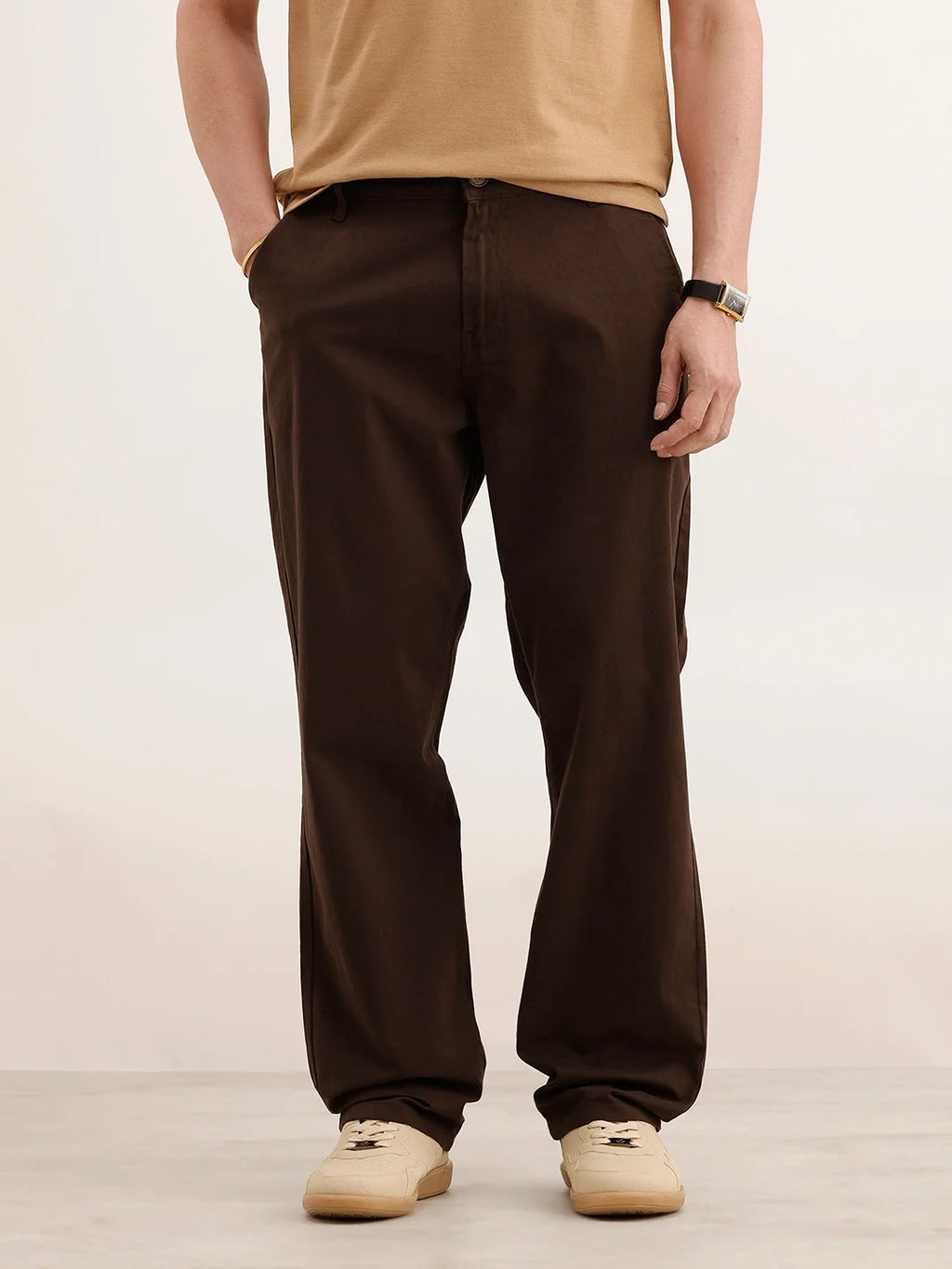 Anti Fit Solid Trouser | Brown