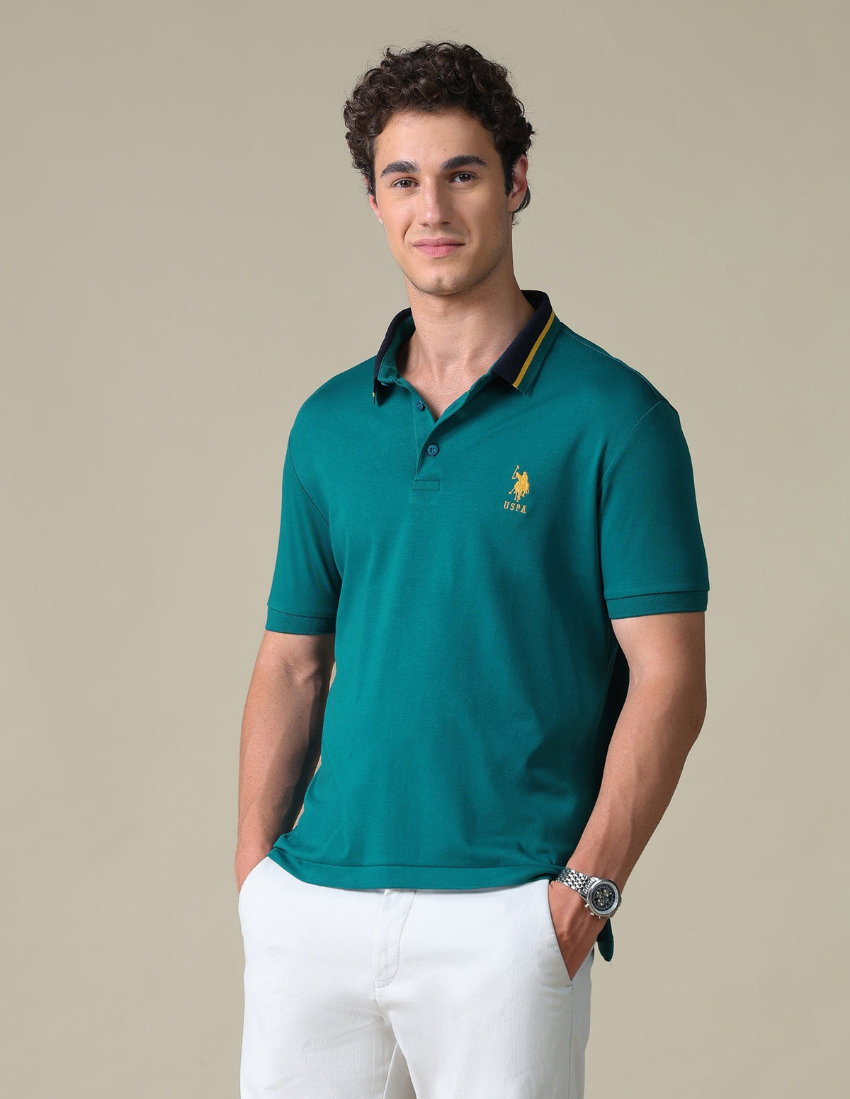 Regular Fit Solid Polo Shirt USP0