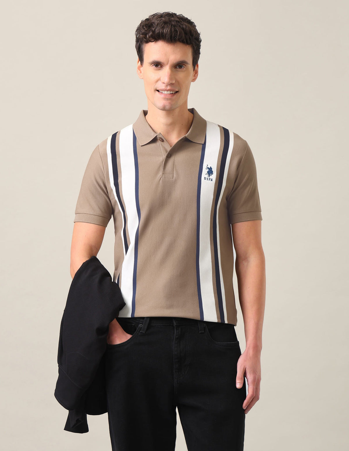Vertical Striped Slim Fit Polo Shirt USP0