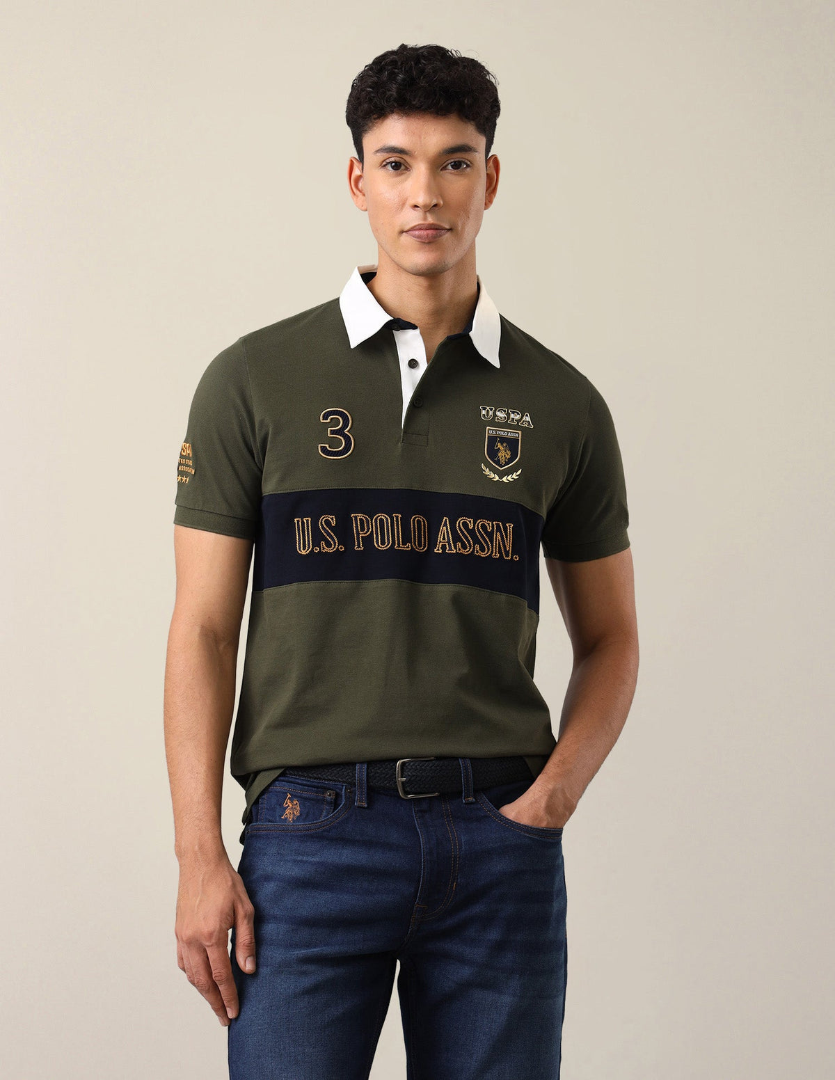 Brand Embroidered Slim Fit Polo Shirt USP0