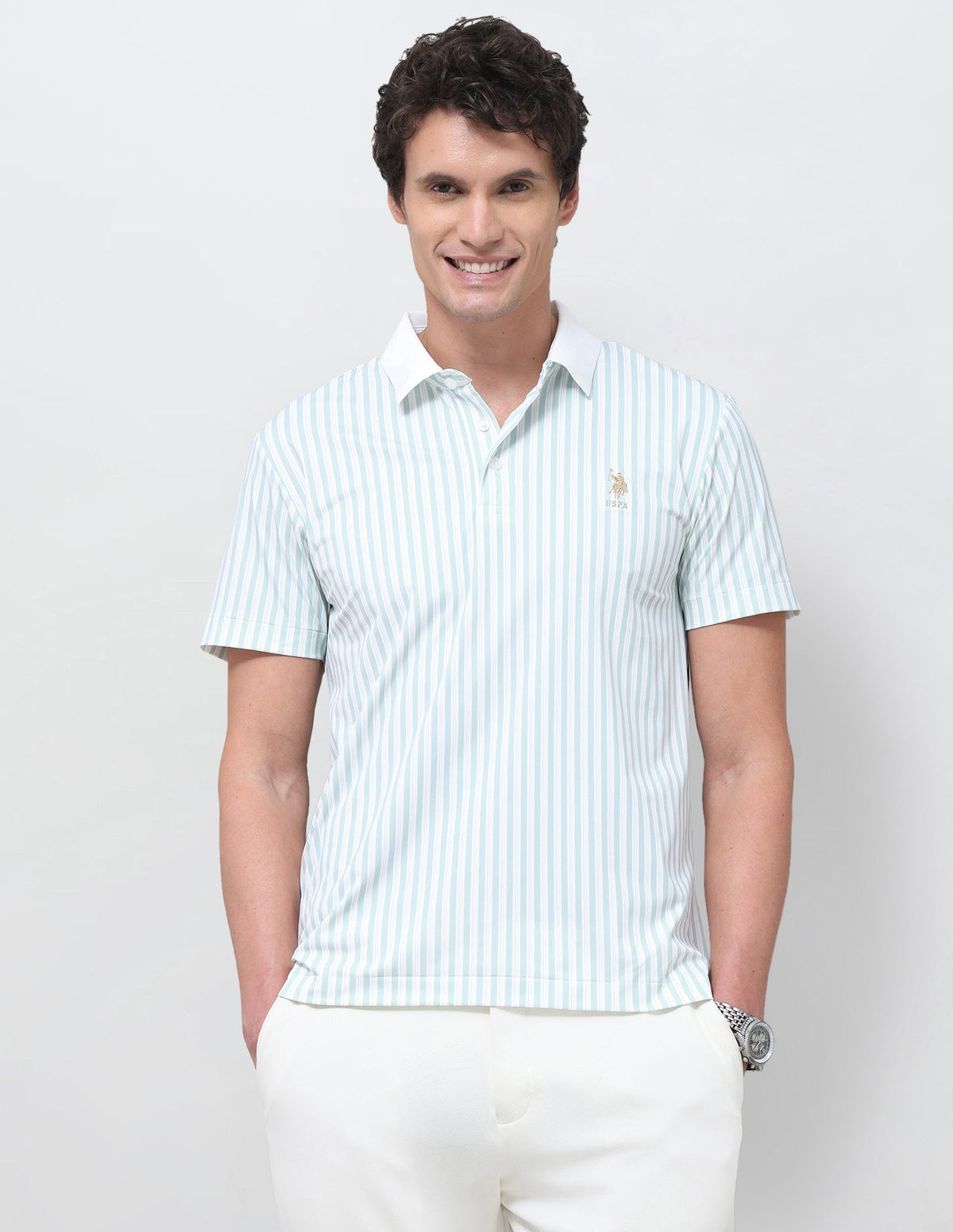 Vertical Striped Slim Fit Polo Shirt USP0
