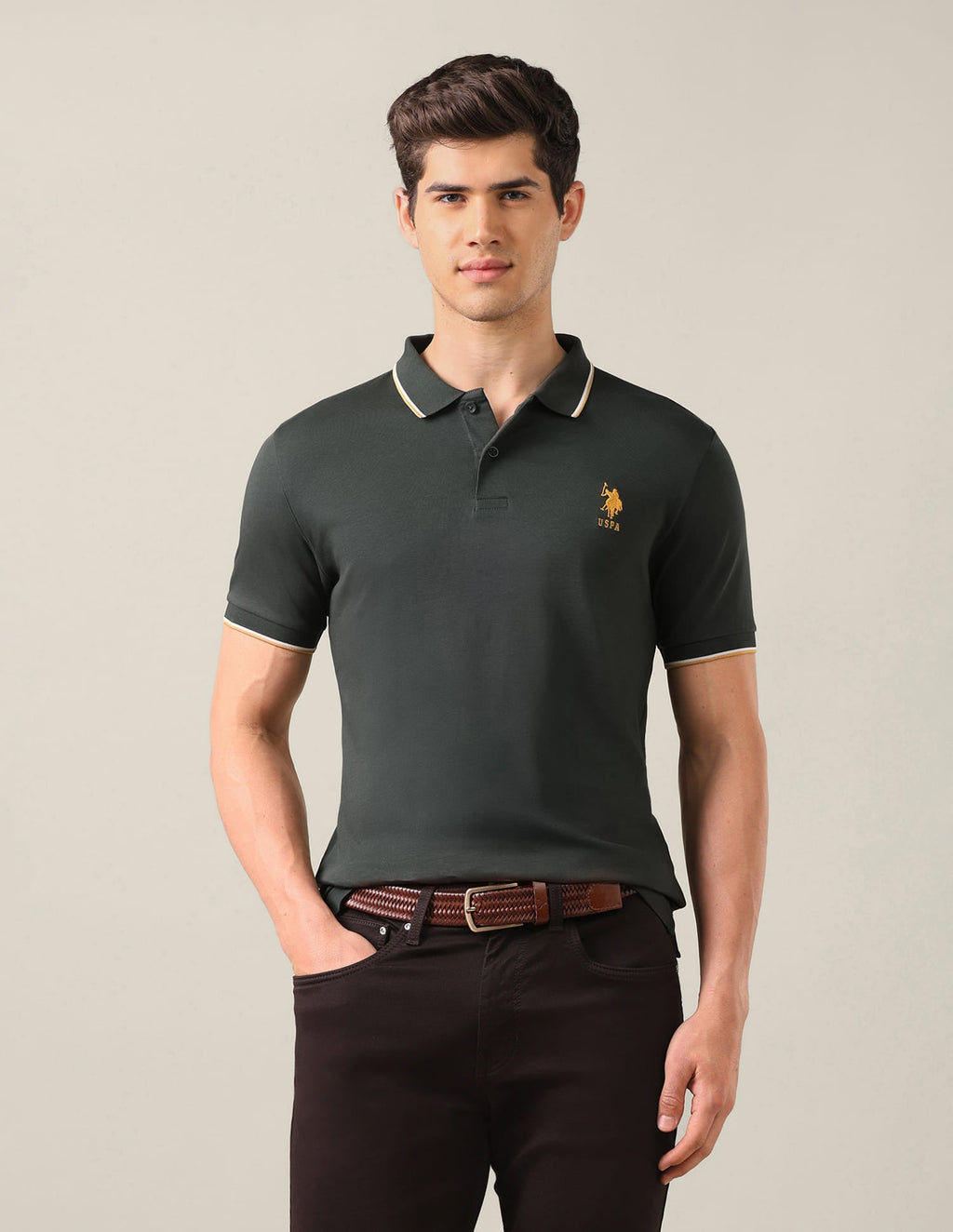 Solid Slim Fit Polo Shirt USP0