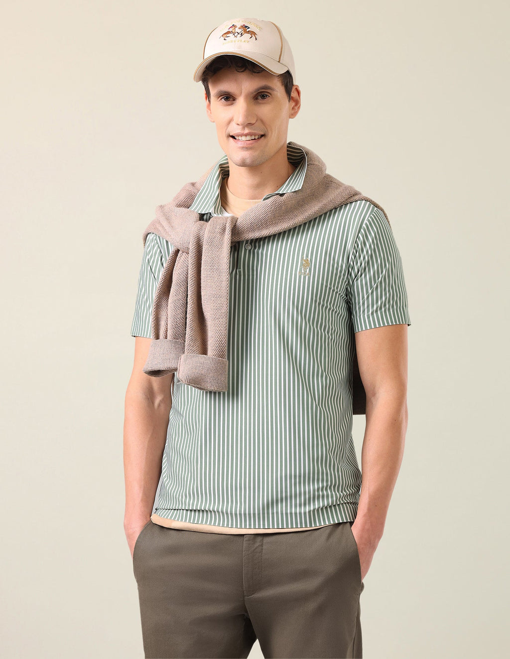 Vertical Striped Slim Fit Polo Shirt USP0