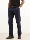 Straight Fit Solid Trouser | Navy Blue