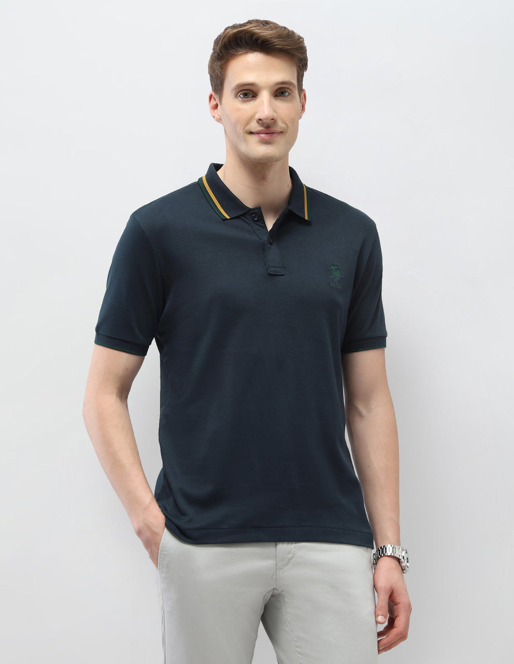 Solid Slim Fit Polo Shirt USP0