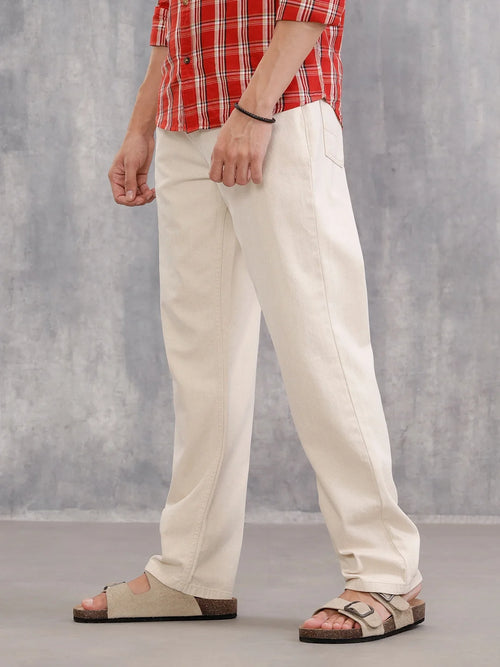 100% Cotton Anti Fit Jeans I Ecru