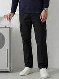 Straight Fit Solid Cargo Trouser | Black