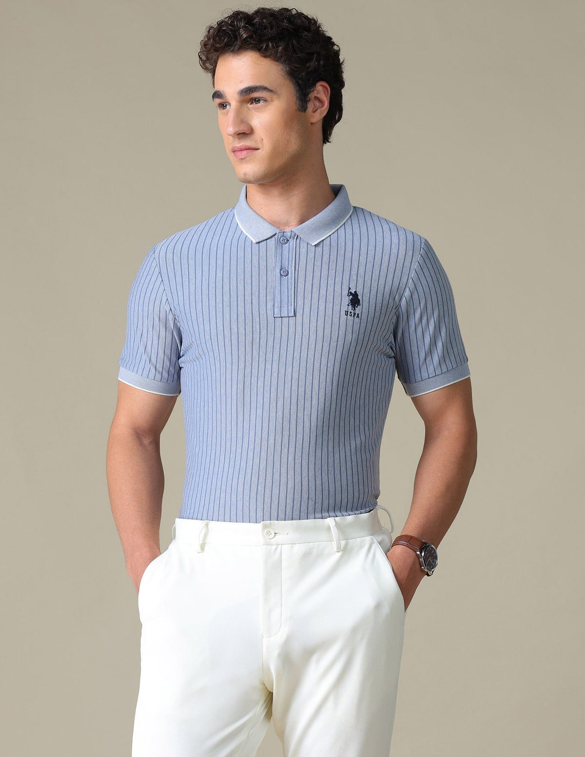 Vertical Striped Regular Fit Polo Shirt USP0