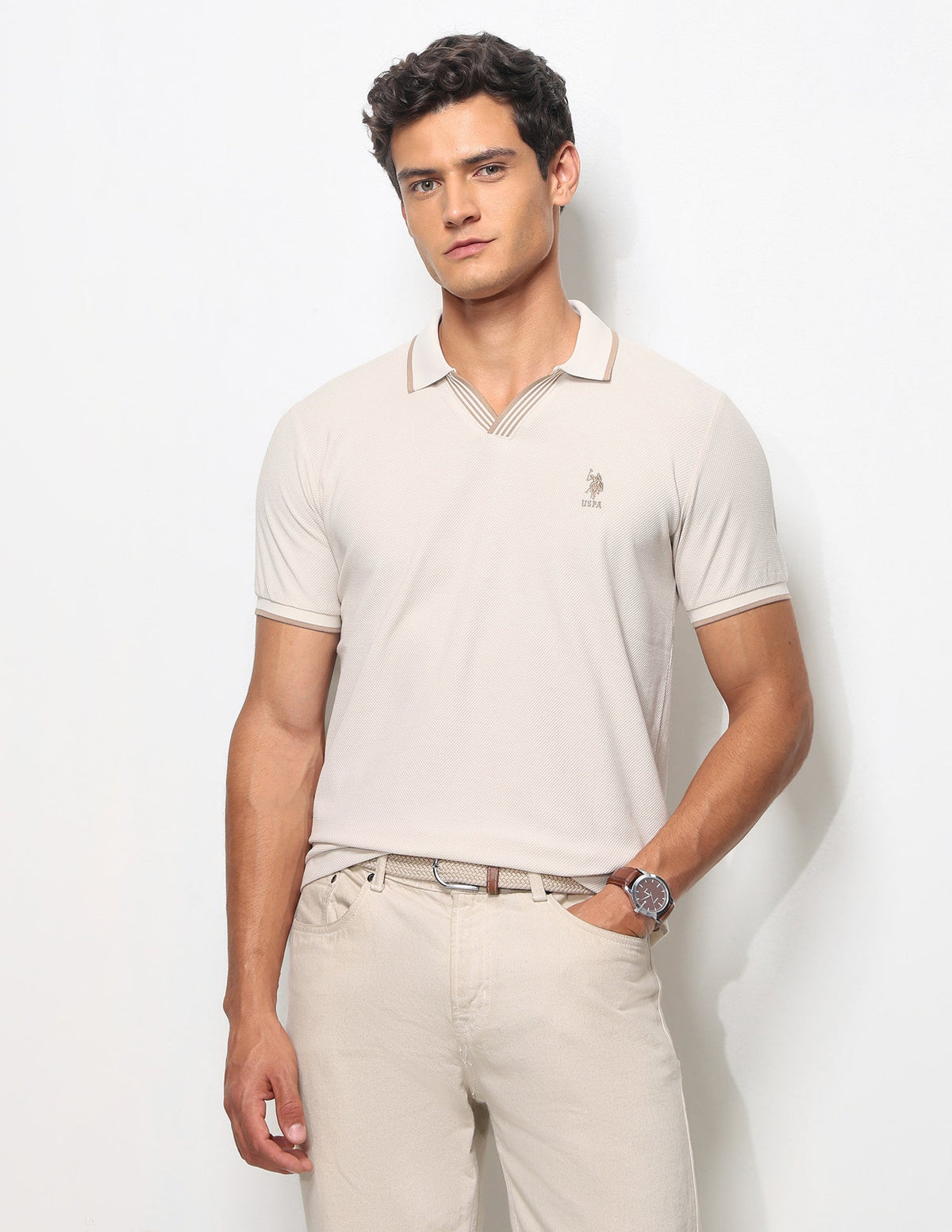 Textured Slim Fit Polo Shirt USP0