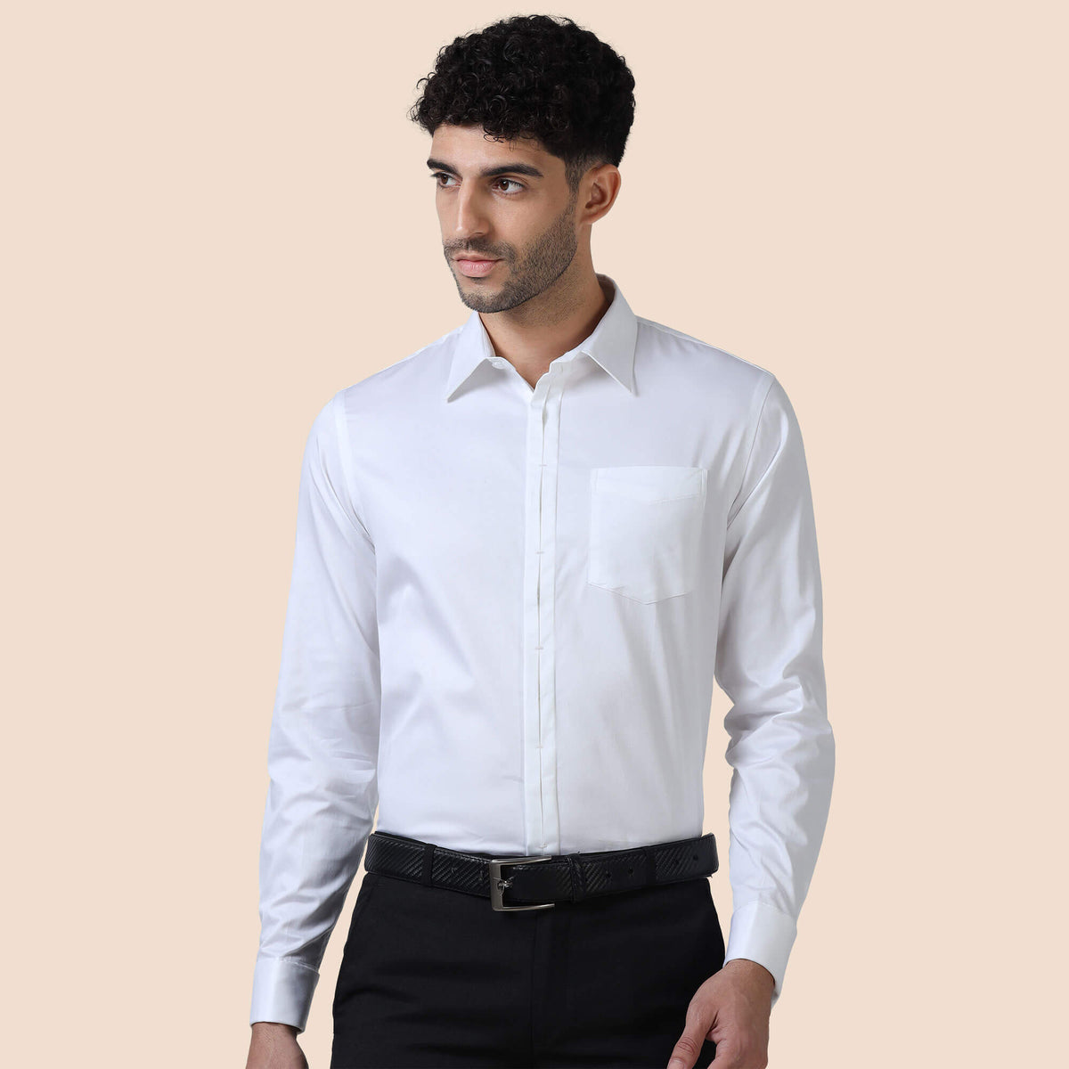Keneth White Shirt with Signature Concealed Placket & French Cuff
