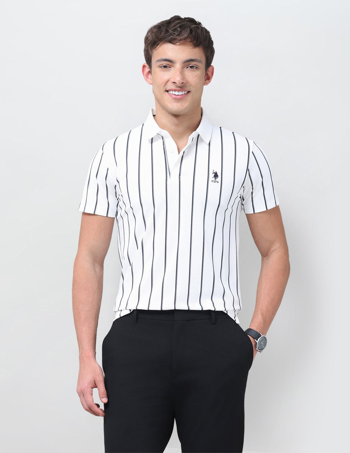 Vertical Striped Slim Fit Polo Shirt USP0