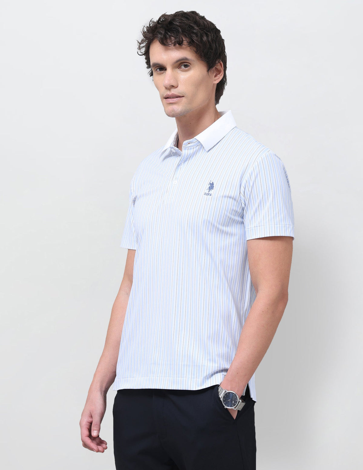 Vertical Striped Slim Fit Polo Shirt USP0
