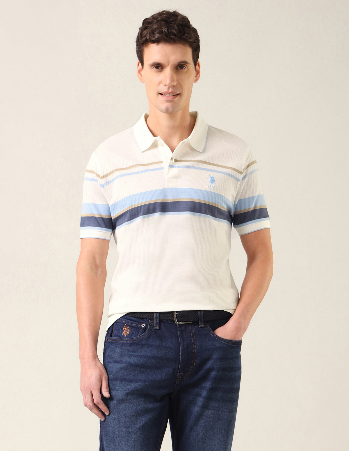Horizontal Striped Slim Fit Polo Shirt USP0