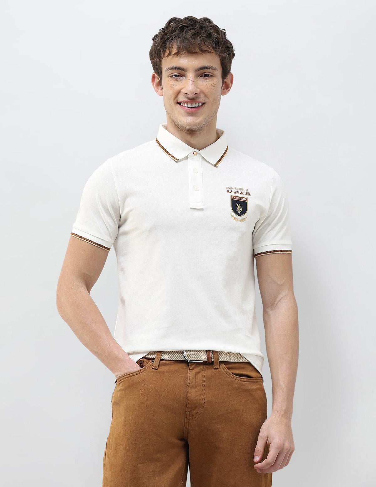 Solid Regular Fit Polo Shirt USP0