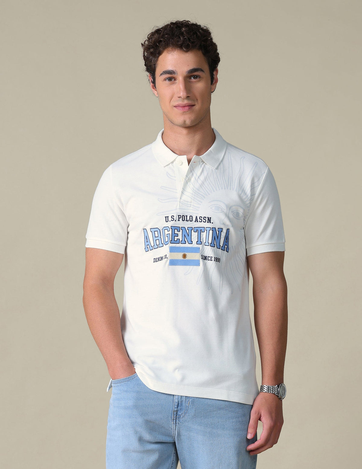 Typographic Slim Fit Polo Shirt USP0