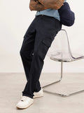 Solid Straight Fit Trouser | Navy Blue