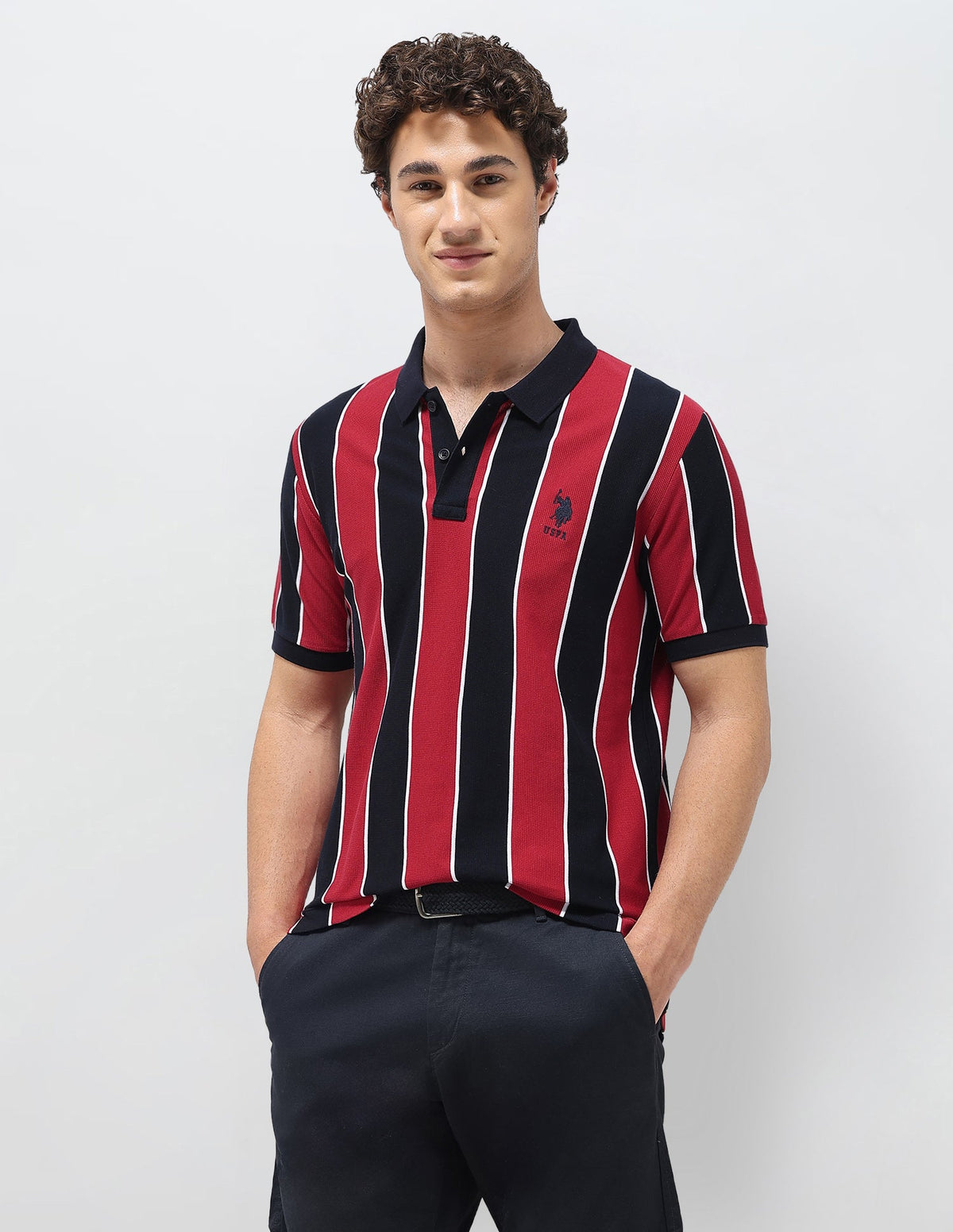 Vertical Striped Slim Fit Polo Shirt USP0