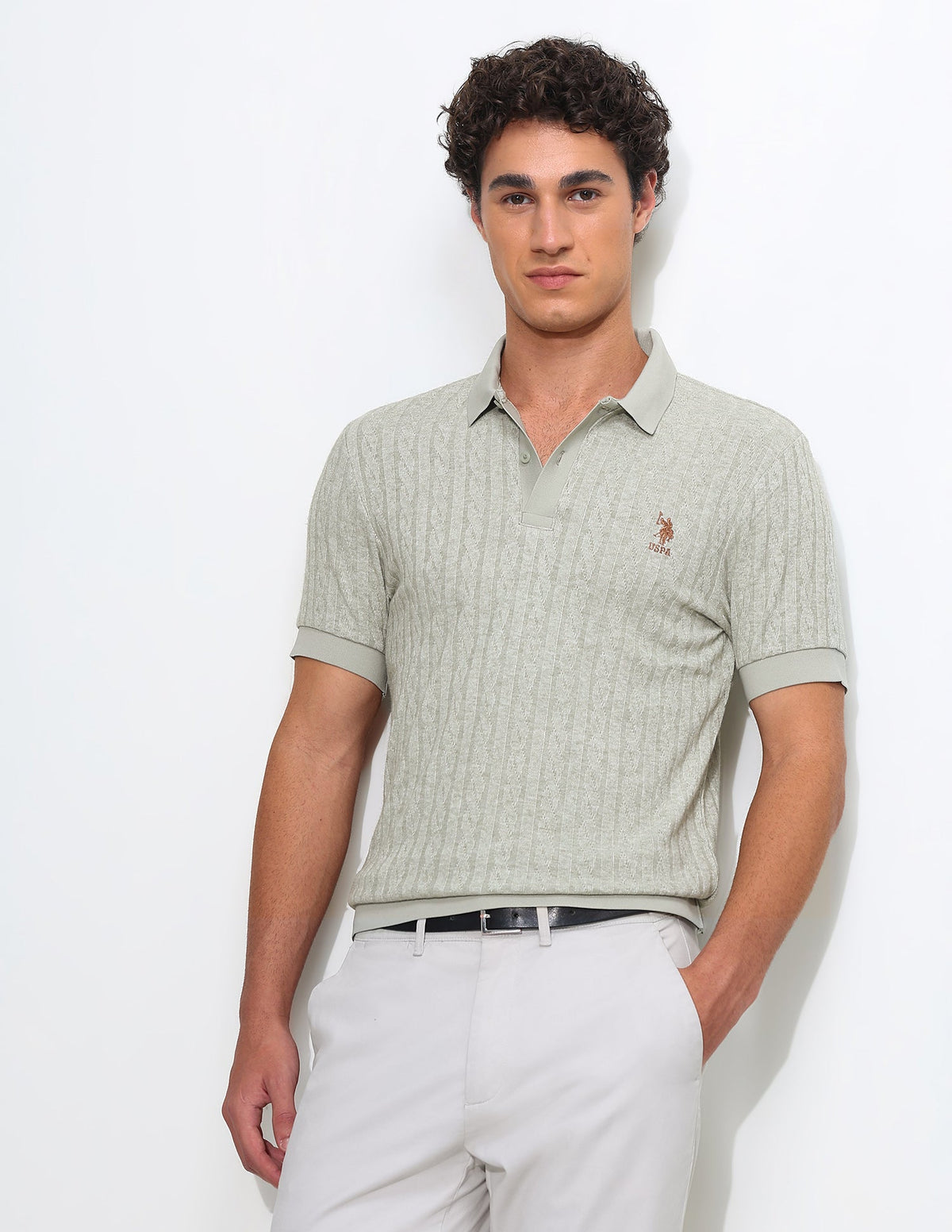 Textured Slim Fit Polo Shirt USP0