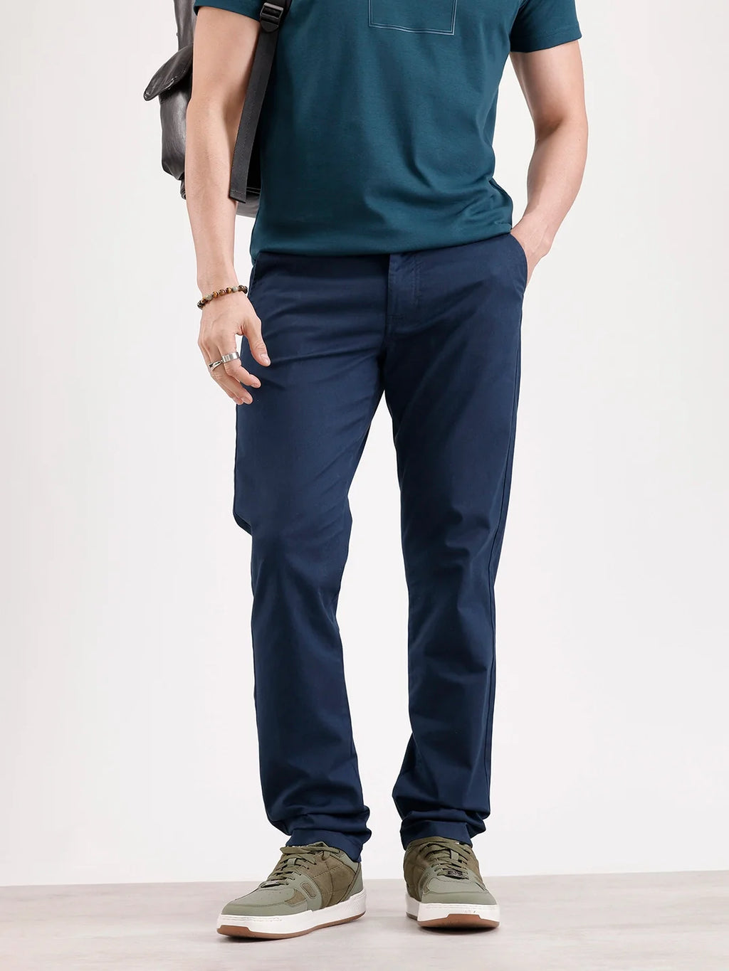 Solid Slim Fit Trouser | Navy Blue