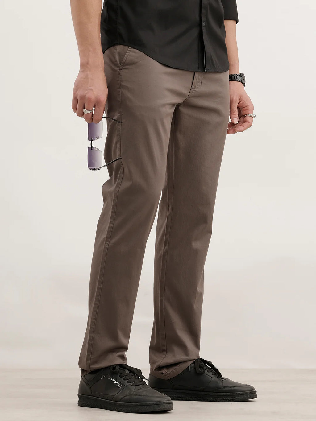 Slim Fit Solid Trouser | Charcoal