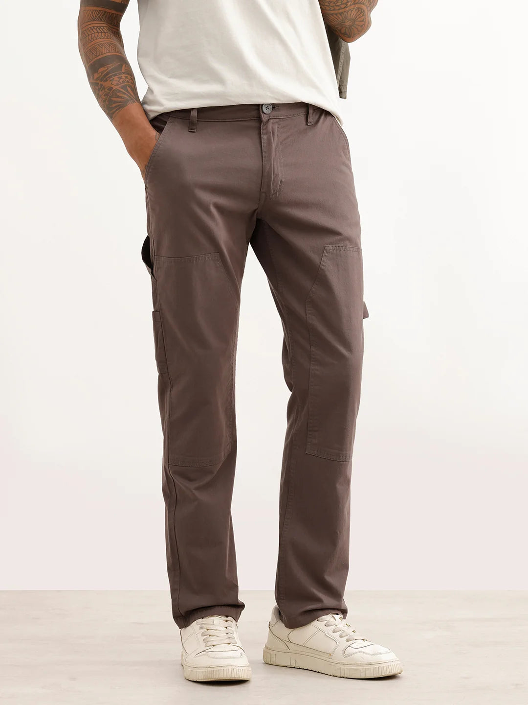 Solid Straight Fit Carpenter Trouser | Grey