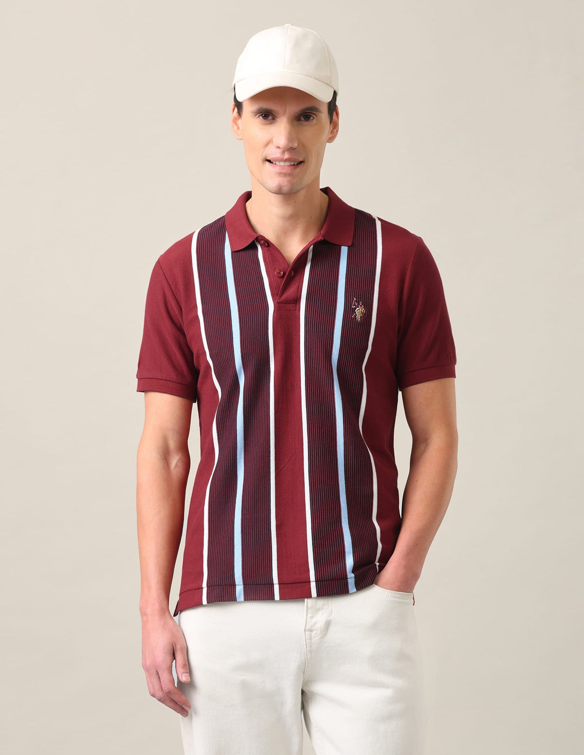 Vertical Striped Slim Fit Polo Shirt USP0