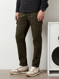Straight Fit Solid Cargo Trouser | Olive