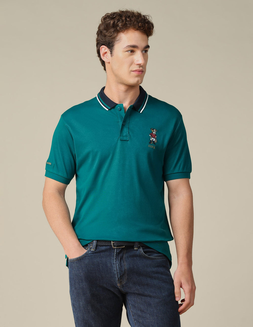 Solid Regular Fit Polo Shirt USP0