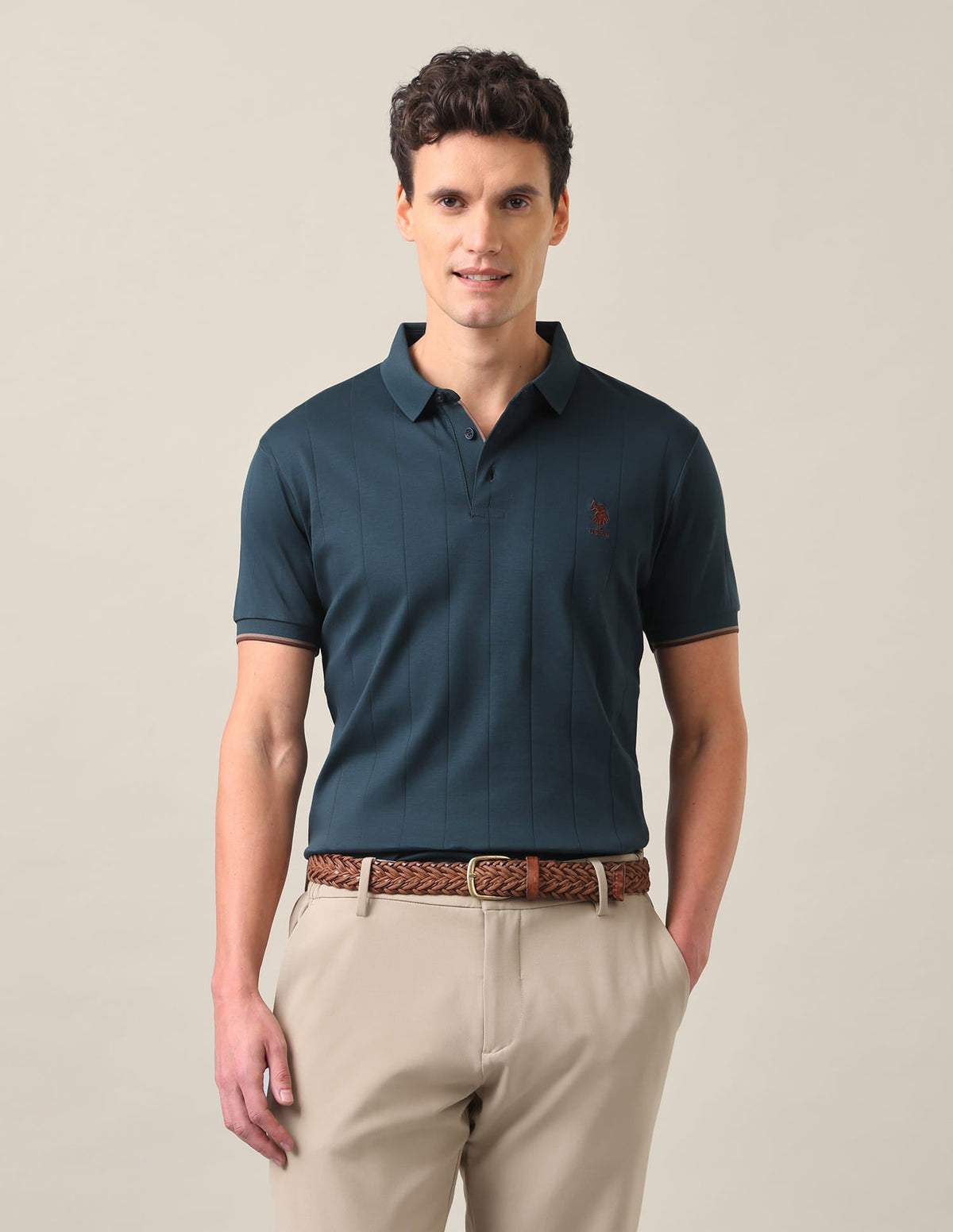 Vertical Striped Slim Fit Polo Shirt USP0