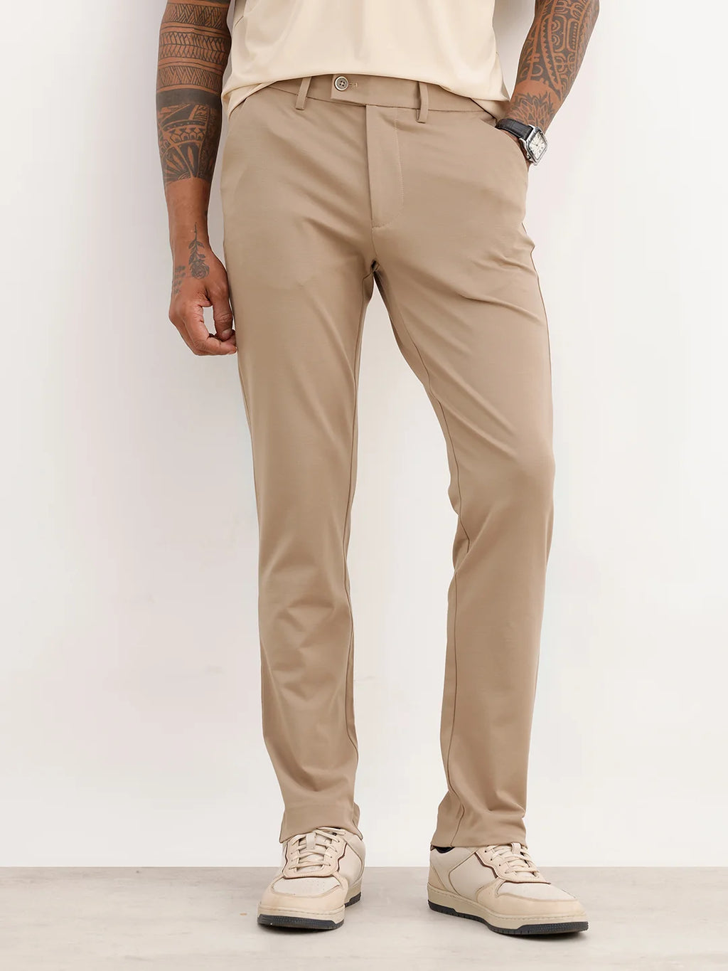 Solid Slim Fit Hyper-Flex Trouser | Brown