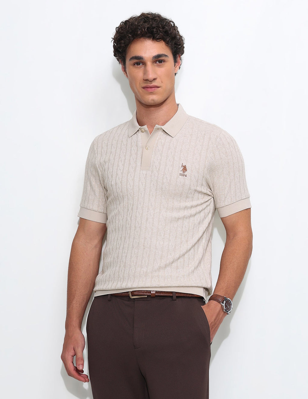 Textured Slim Fit Polo Shirt USP0