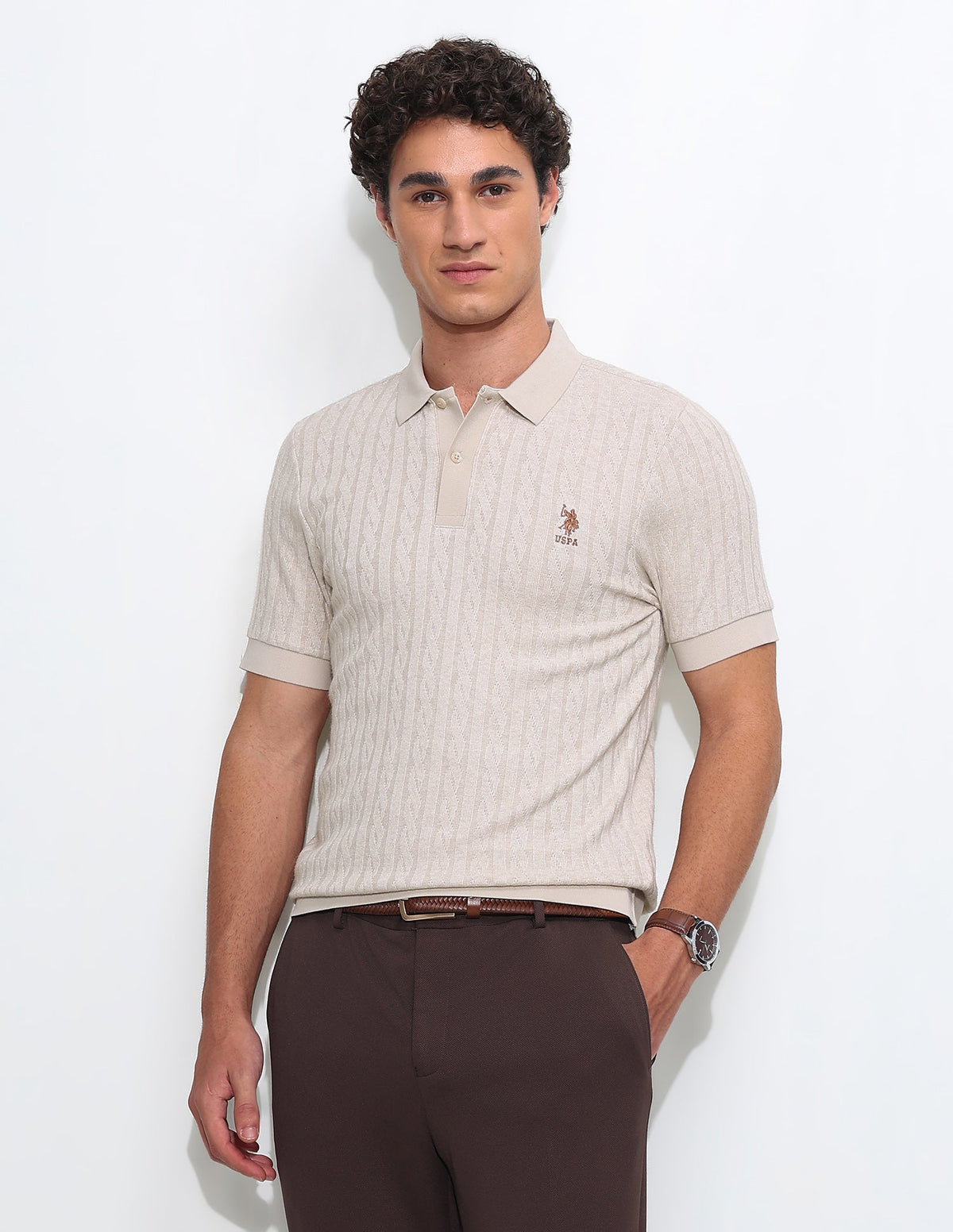 Textured Slim Fit Polo Shirt USP0