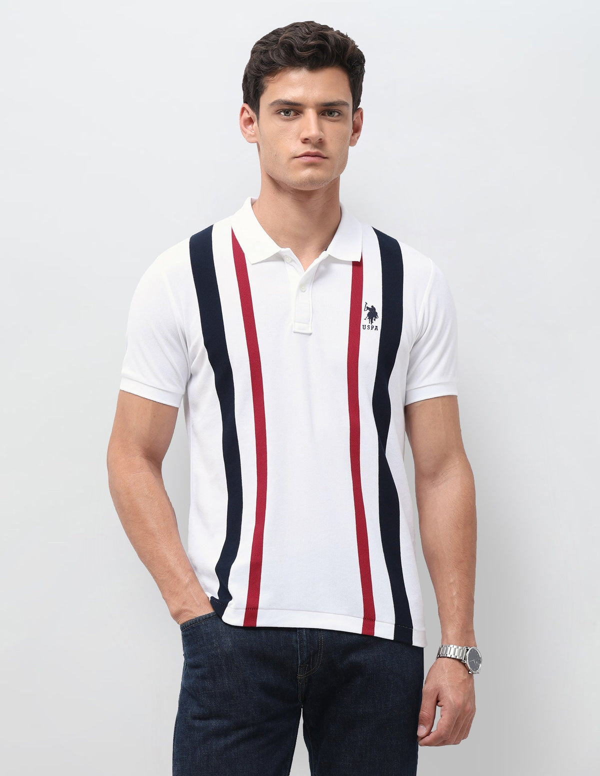 Vertical Striped Slim Fit Polo Shirt USP0