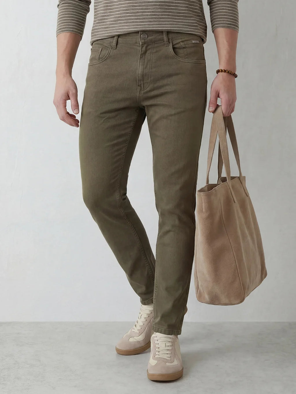 Solid Skinny Crop Denim Jeans | Olive