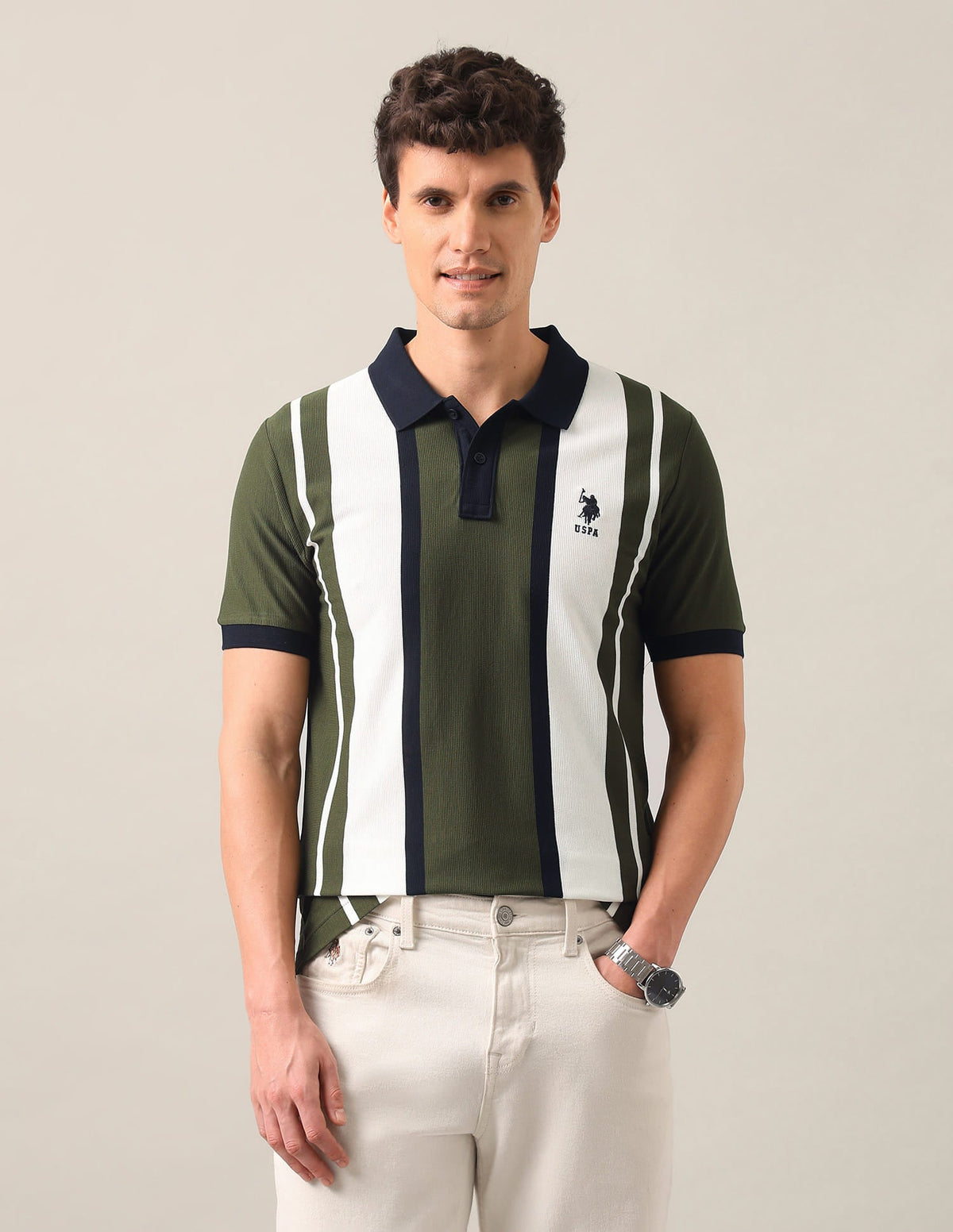 Vertical Striped Slim Fit Polo Shirt USP0