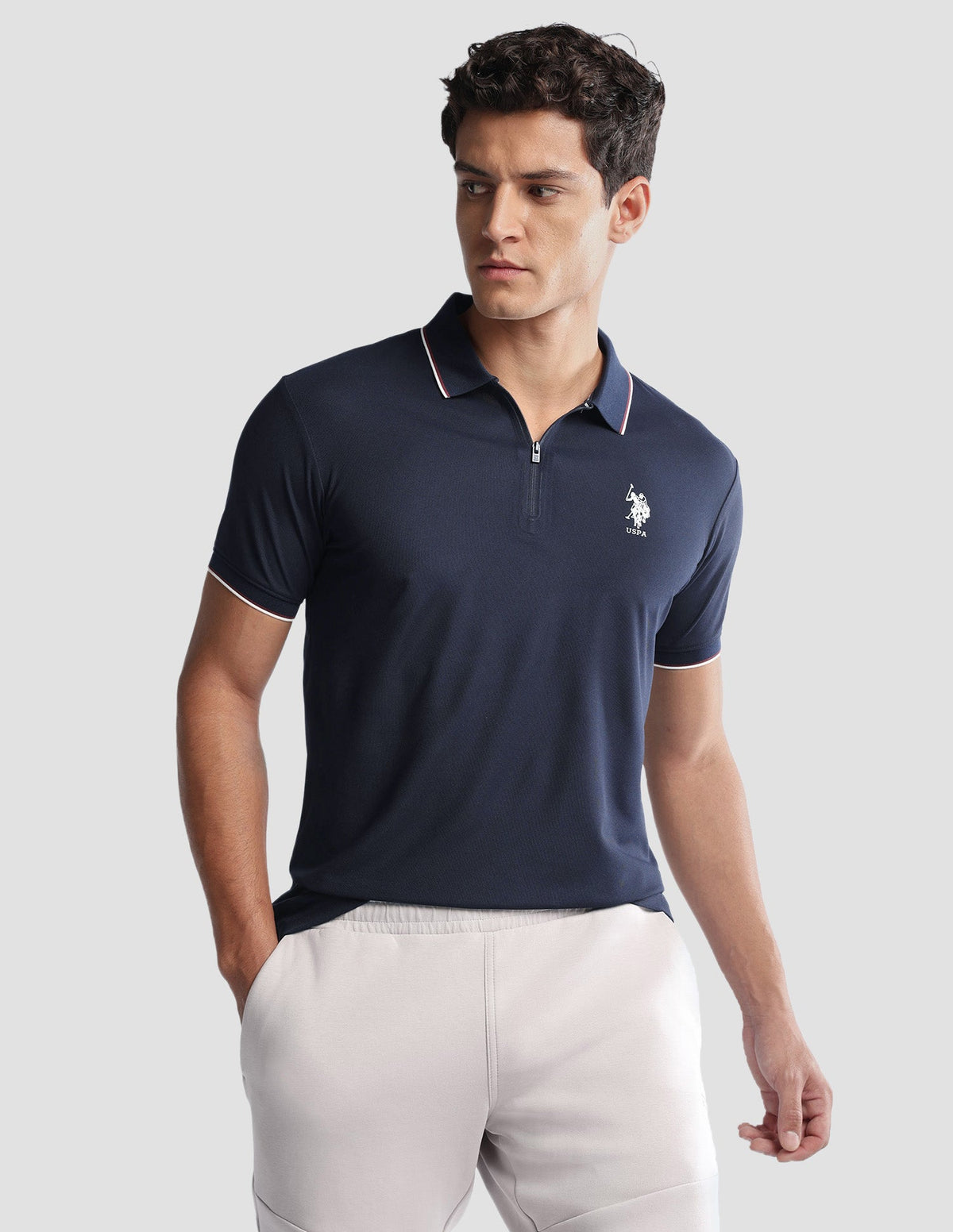 Solid Regular Fit Active Polo Shirt USP0