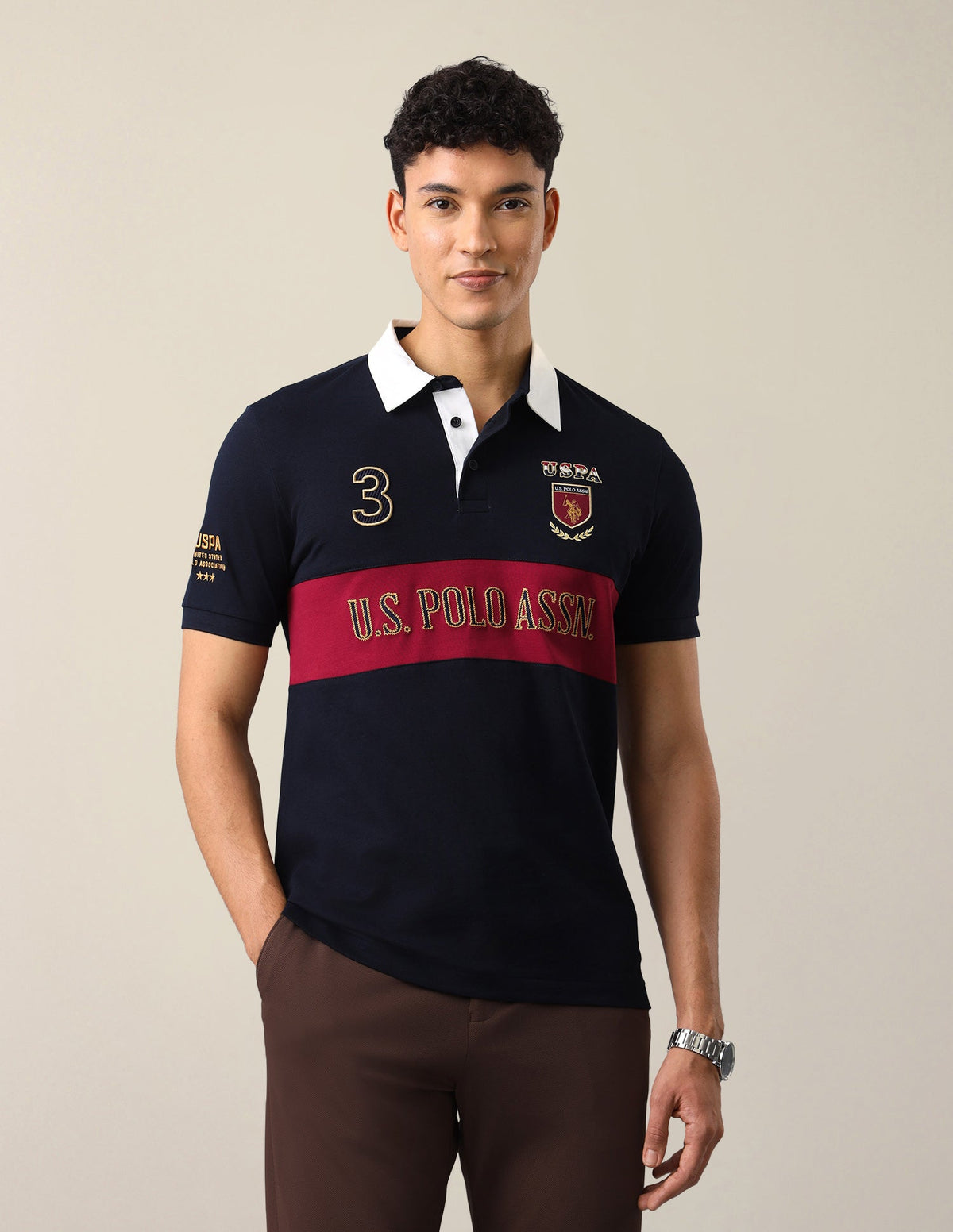 Brand Embroidered Slim Fit Polo Shirt USP0